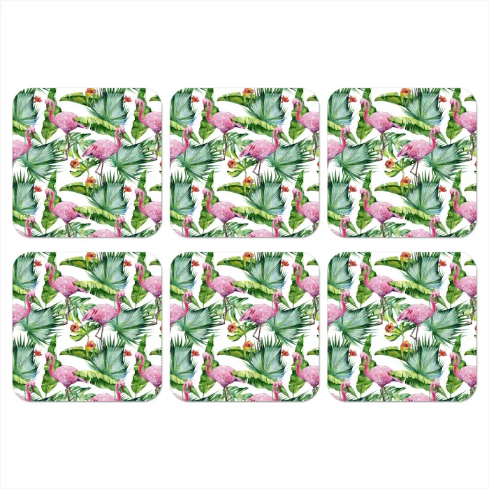Inductie beschermer - Flamingo - Bladeren - Afdekplaat voor kookplaat - Tropisch onderzetter kurk middel -3d