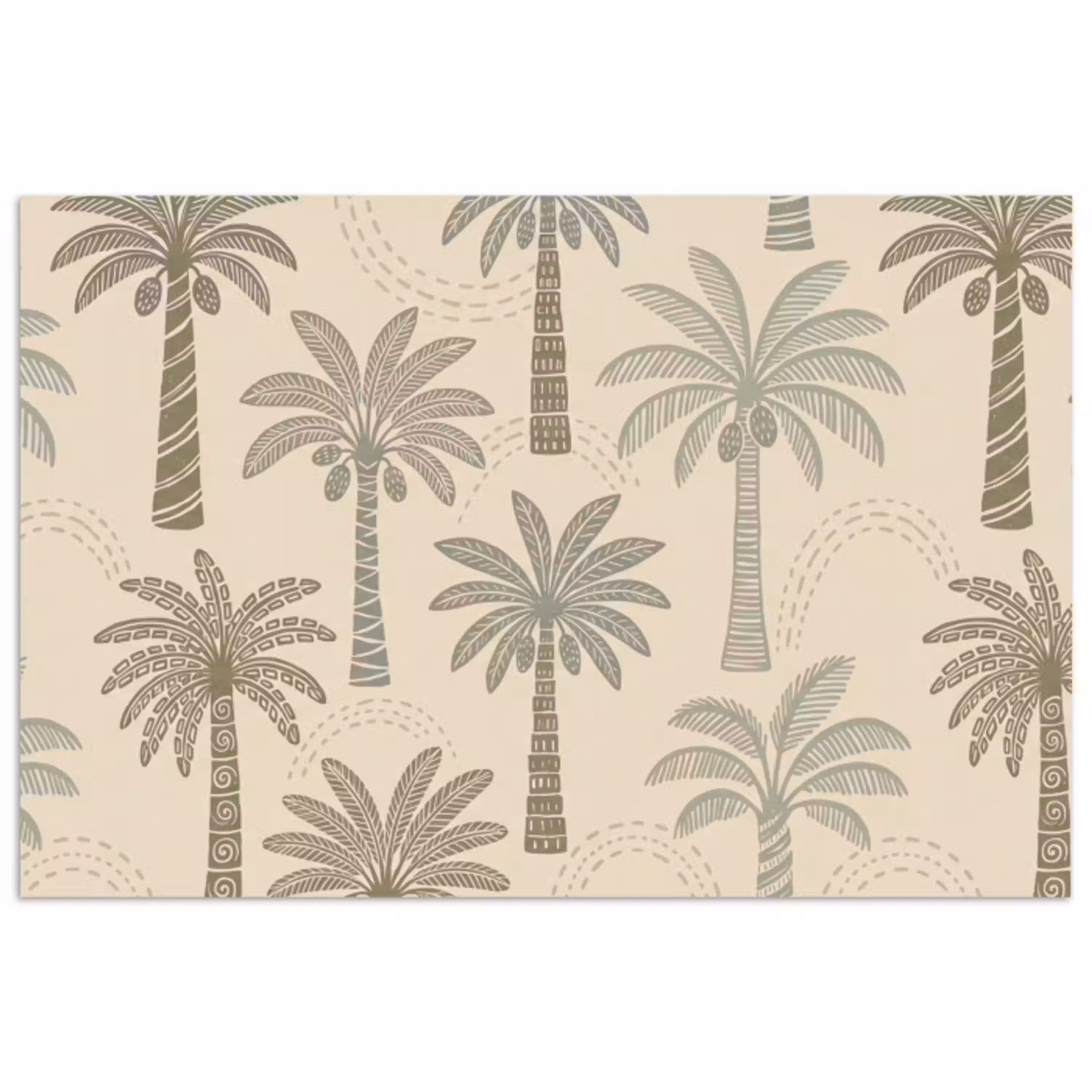 Palmbomen - Patroon - Tropisch - Beige poster papier klein -3d