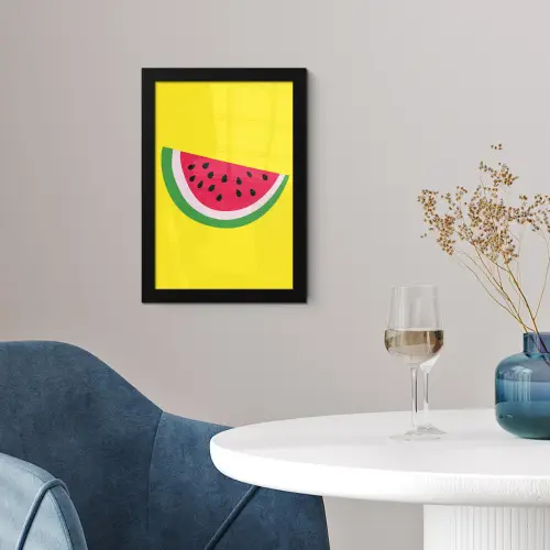 Fruit - Watermeloen - Geel fotolijst zwart zonder passe partout klein -sfeer4