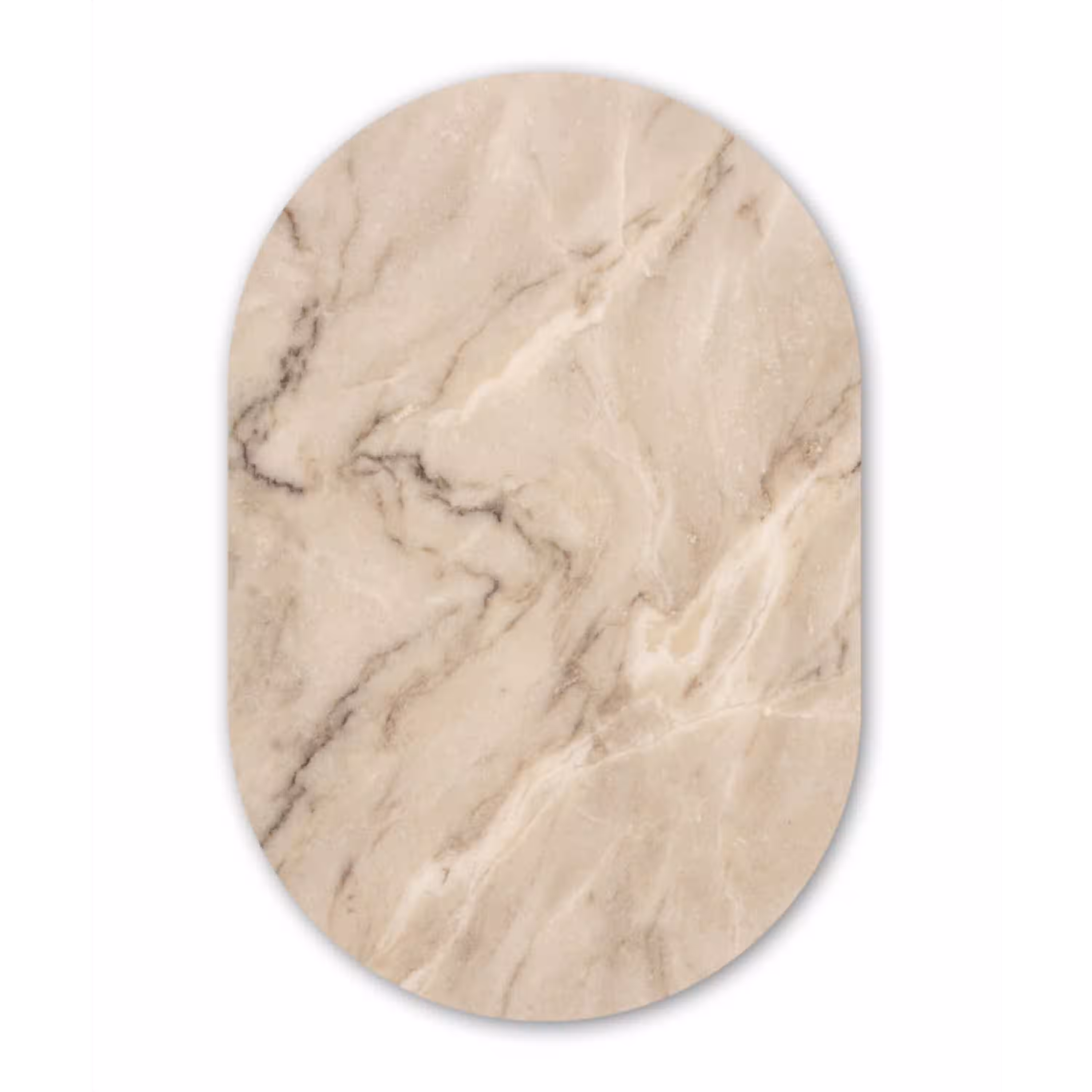 Marmer - Patroon - Abstract - Modern - Beige Wandcirkel Ovaal Aluminium middel -3d