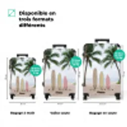 Surfboard - Palmbomen - Kleurrijk NBS - Handbagage koffer - Volwassenen Unisex middel zzzzzzVergelijking_3FR