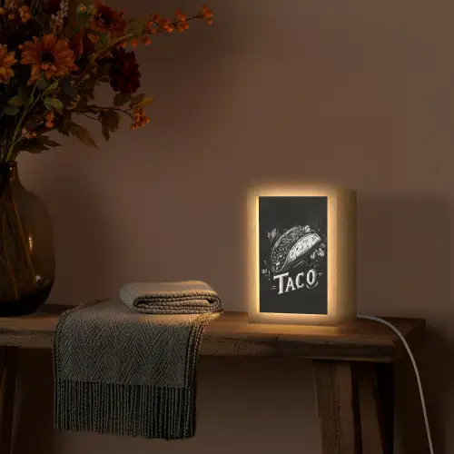 Taco - Kruiden - Witte krijtstijl - Tekst Light Box met kabel (Tafellamp) klein -sfeer4