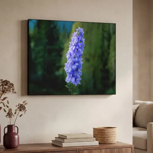 Bloemen - Blauw - Dennenboom Textielframe zwart klein -sfeer3