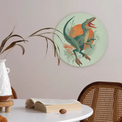 Dino - Bladeren - Grafisch - Groen Akoestische PET Vilt - Rond klein -sfeer3