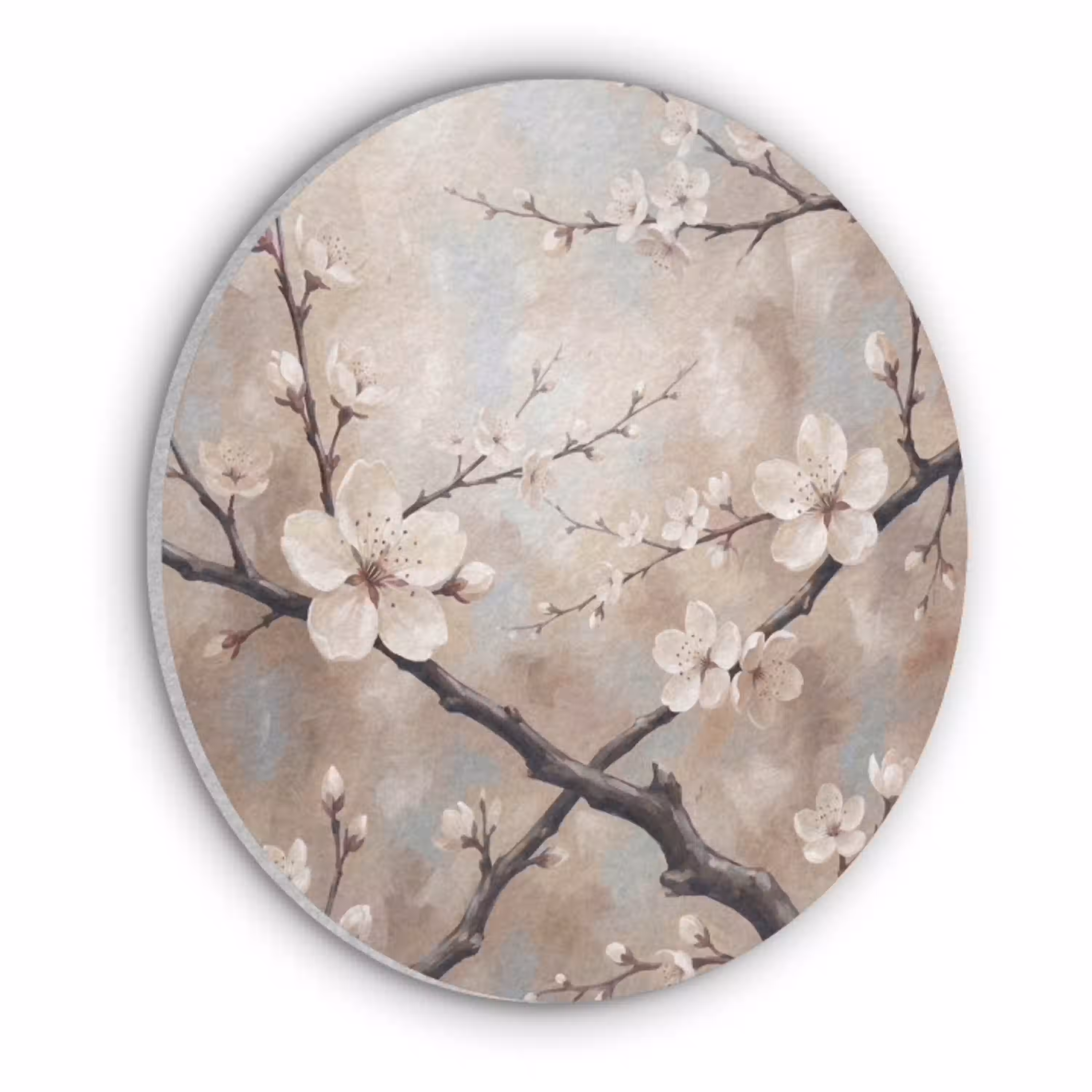 Bloesem - Takken - Schilderij - Beige - Serene Akoestische PET Vilt - Rond klein -3d