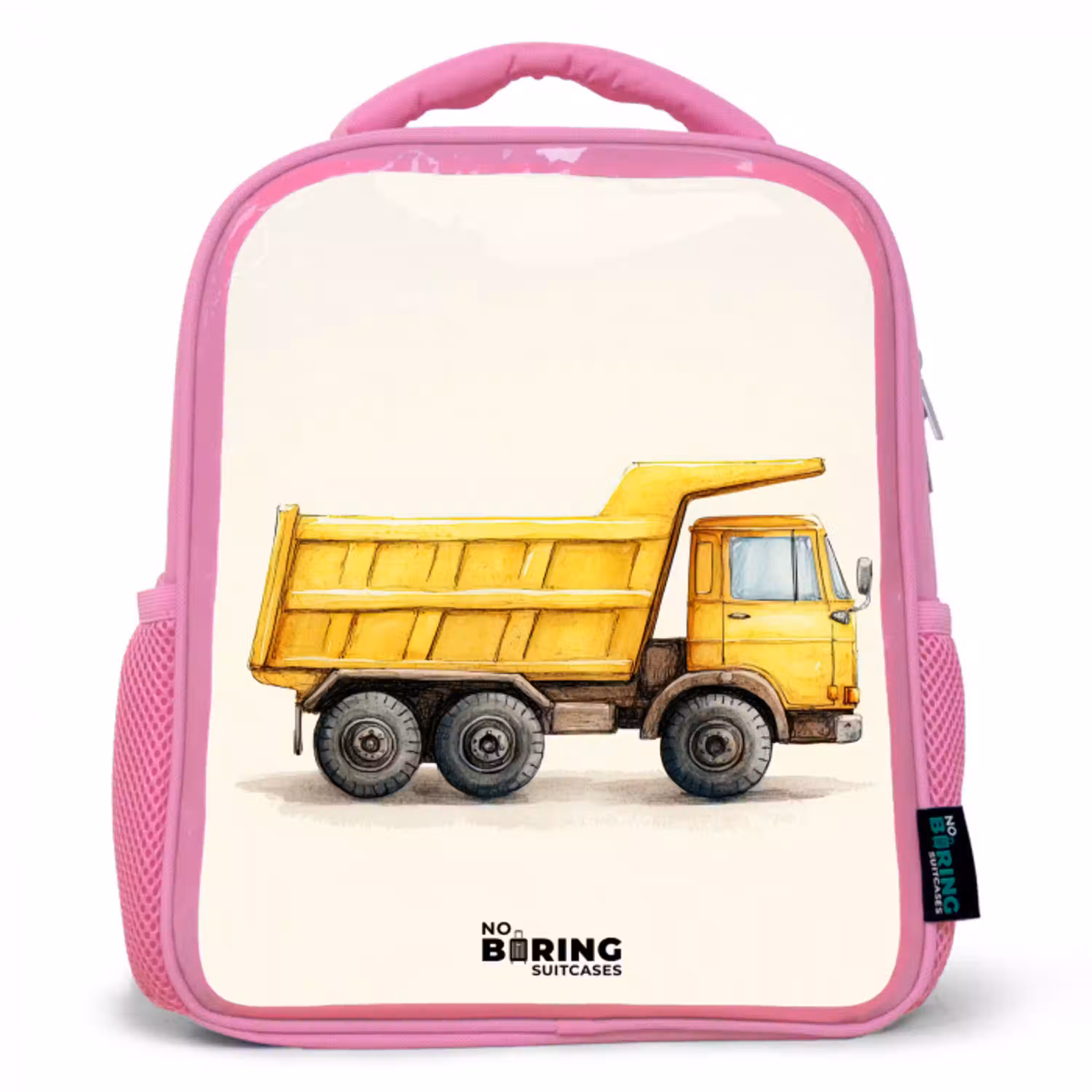 Kiepwagen - Getekend - Geel Kinderrugzak - Roze middel -3d