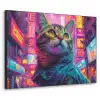 Kat - Pop art - China - Neon - Stad Textielframe zwart klein -3d