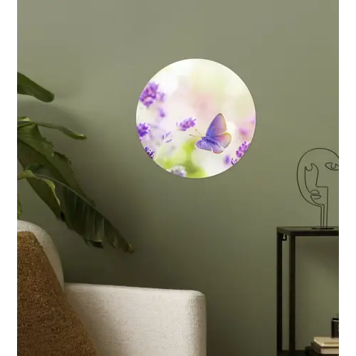 Lavendel - Vlinder - Bloemen Wandcirkel behangsticker klein -sfeer2