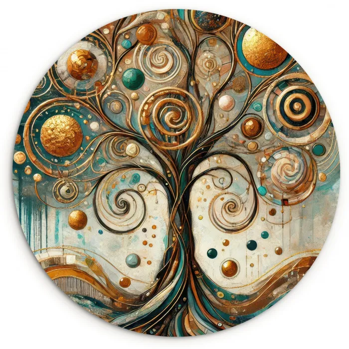 Levensboom - Boom - Abstract - Modern Wandcirkel kunststof plaat 5mm dik klein -3d