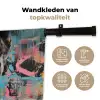 Kauwgom - Vrouw - Penseelstreken - Modern Wandkleed katoen klein -sfeer2