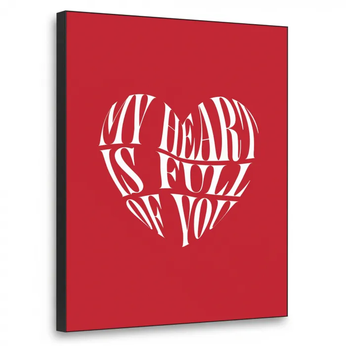 Rood - Hart- Tekst - Valentijn Textielframe zwart klein -3d