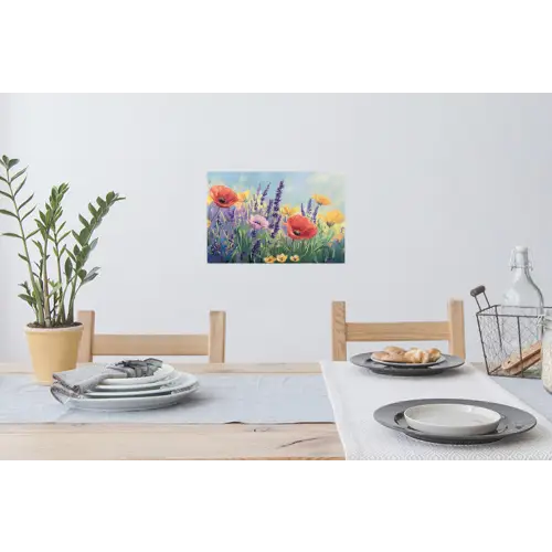 Weide - Bloemen - Kleurrijk Muursticker klein -eettafel