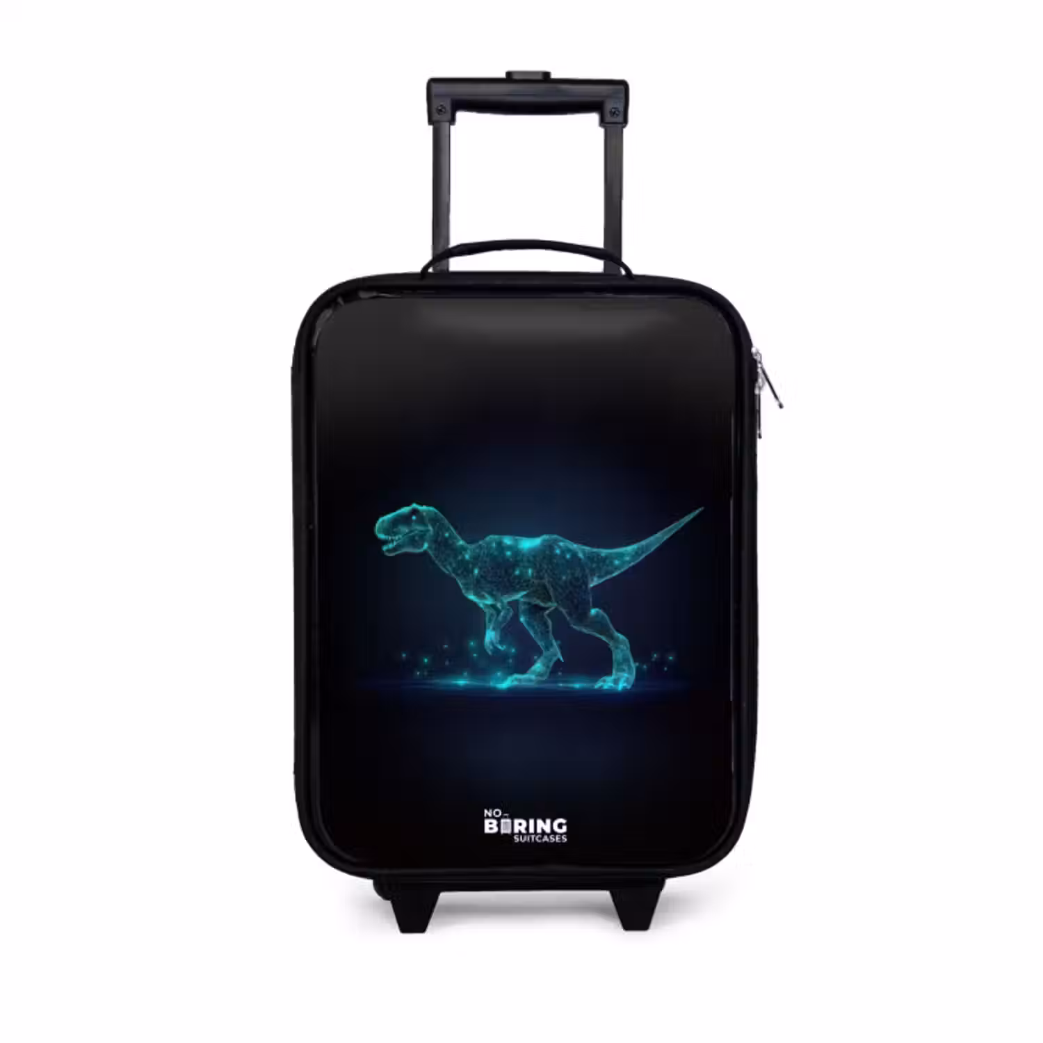 Kinderkoffer - Zwart - Digitale T-Rex in blauw lichtveld