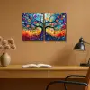Kleurrijk - Levensboom - Bloemen - Abstract Canvas - Meerluiken 2 luik klein -sfeer5