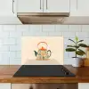 Oranje - Theepot - Bloemen - Bladeren keuken achterwand spatscherm klein -sfeer2