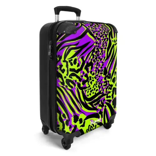 Wilde dierenprint in paars, limoengroen en zwart NBS - Handbagage koffer - Kinderen Unisex middel -productfoto_3d