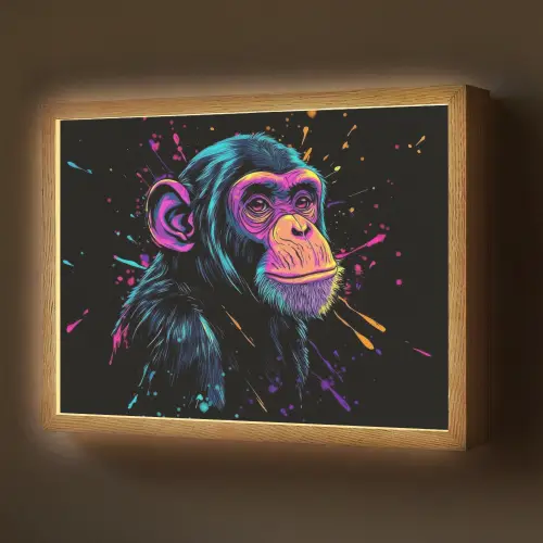 Aap - Verf - Neon - Kleur Light Box met batterij (Wandlamp) middel -z3d_website