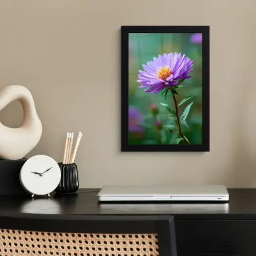 Aster - Paars - Bloem - Blaadjes fotolijst zwart zonder passe partout klein -sfeer1