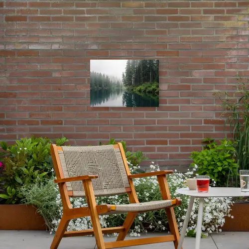 Bergen - Meer - Bos Tuinposter op houten frame 2 cm dik klein -sfeer3