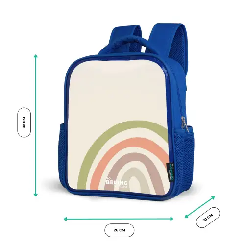 Ruwe regenboog pastel Kinderrugzak - Blauw middel -productfoto_formaten
