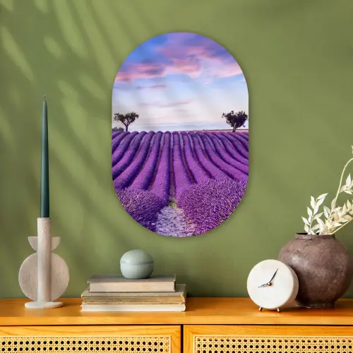Lavendel - Natuur - Paars - Bomen Wandcirkel Ovaal Forex klein -sfeer2