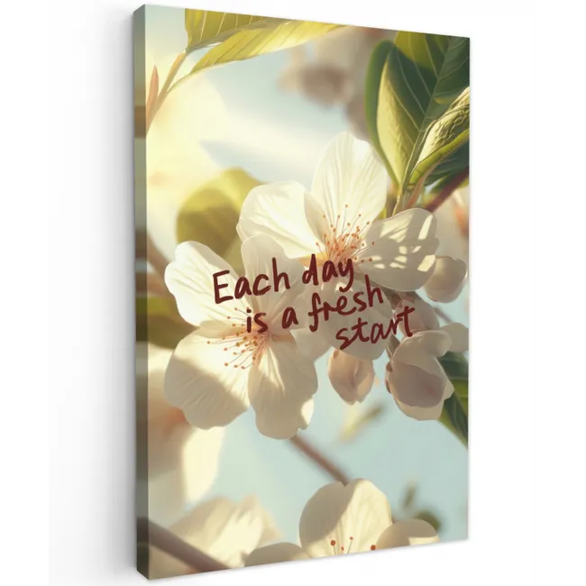 Bloesems - Zonlicht - Quote - Wit canvas 2cm klein -z3d