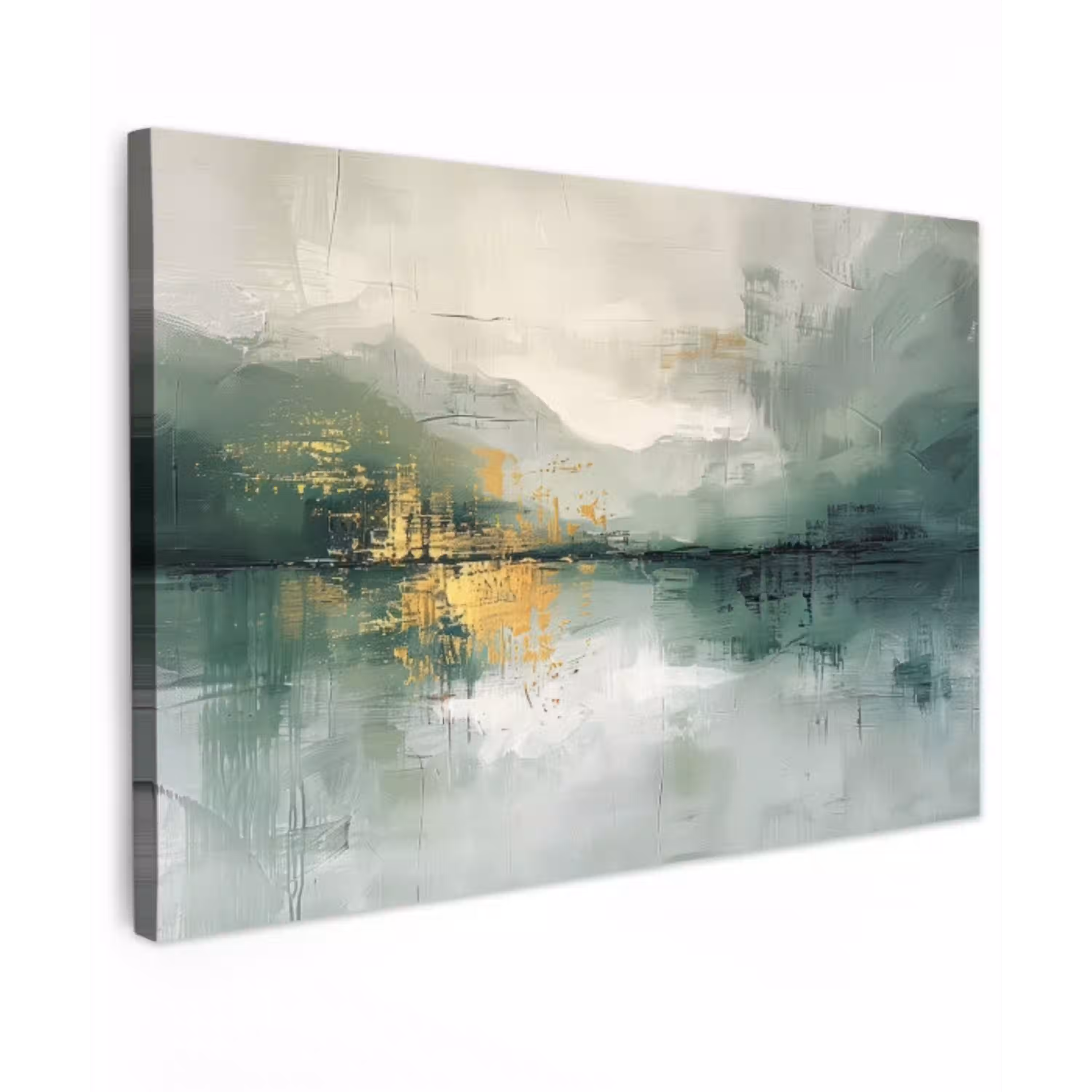 Groen - Modern - Abstract - Goud canvas 2cm klein -z3d