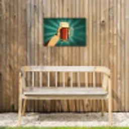 Bierglas - Schuim - Retro - Groen Tuinposter op houten frame 2 cm dik klein -sfeer4