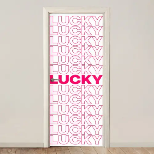 Lucky - Roze - Patroon deurposter klein -3d_beige