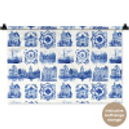 Huizen - Schepen - Blauw Wandkleed katoen klein 269 -t3d_DE