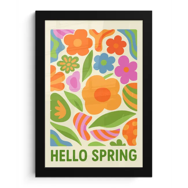 Illustratie - Bloemen - Quote - Kleurrijk fotolijst zwart zonder passe partout klein -3d