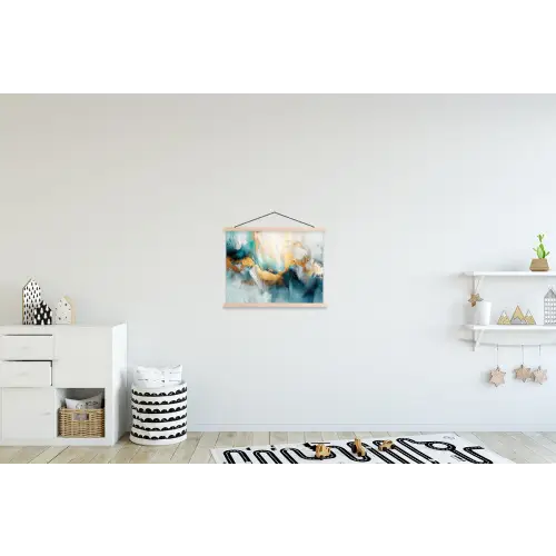 Abstract - Kunst - Gold - Blauw textielposter latten blank klein -kinderkamer