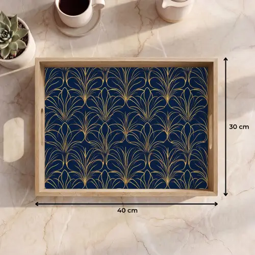 Deco - Waaier - Blauw Dienblad Rechthoek middel 911 -USP_Formaat