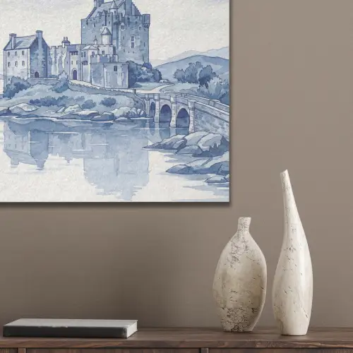 Schots - Kasteel - Blauw - Aquarel PET vilt klein -sfeer6_closeup