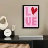 Love - Roze - Hart - Valentijn fotolijst zwart zonder passe partout klein -sfeer1