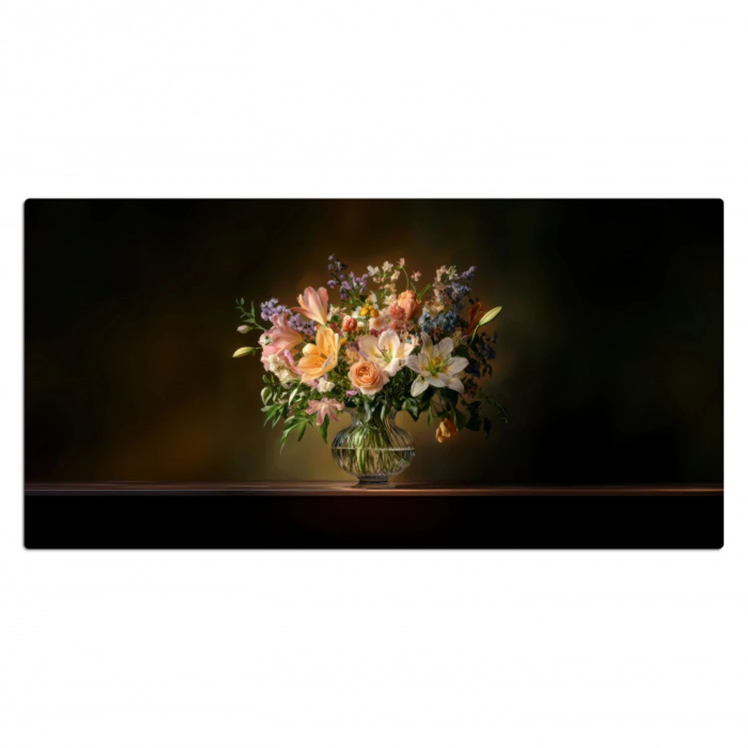 Glazen - Bloemen - Boeket - Kleuren Muismat XXL klein -3d_leeg