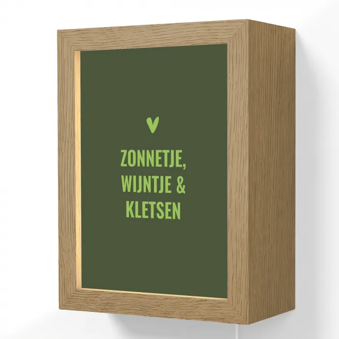 Donkergroen - Quote - Zon - Zomer Light Box met kabel (Wandlamp) klein -3d