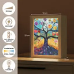 Boom - Kleurrijk - Bloemen - Kunst - Abstract Light Box met kabel (Tafellamp) klein -USP_NL