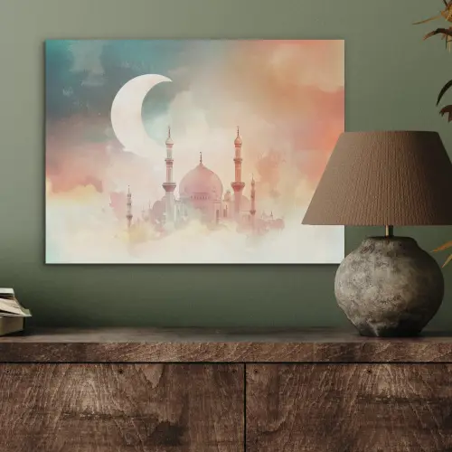 Moskee - Kleurrijke wolken - Arabisch - Ramadan - Islamitische PET vilt klein -sfeer2