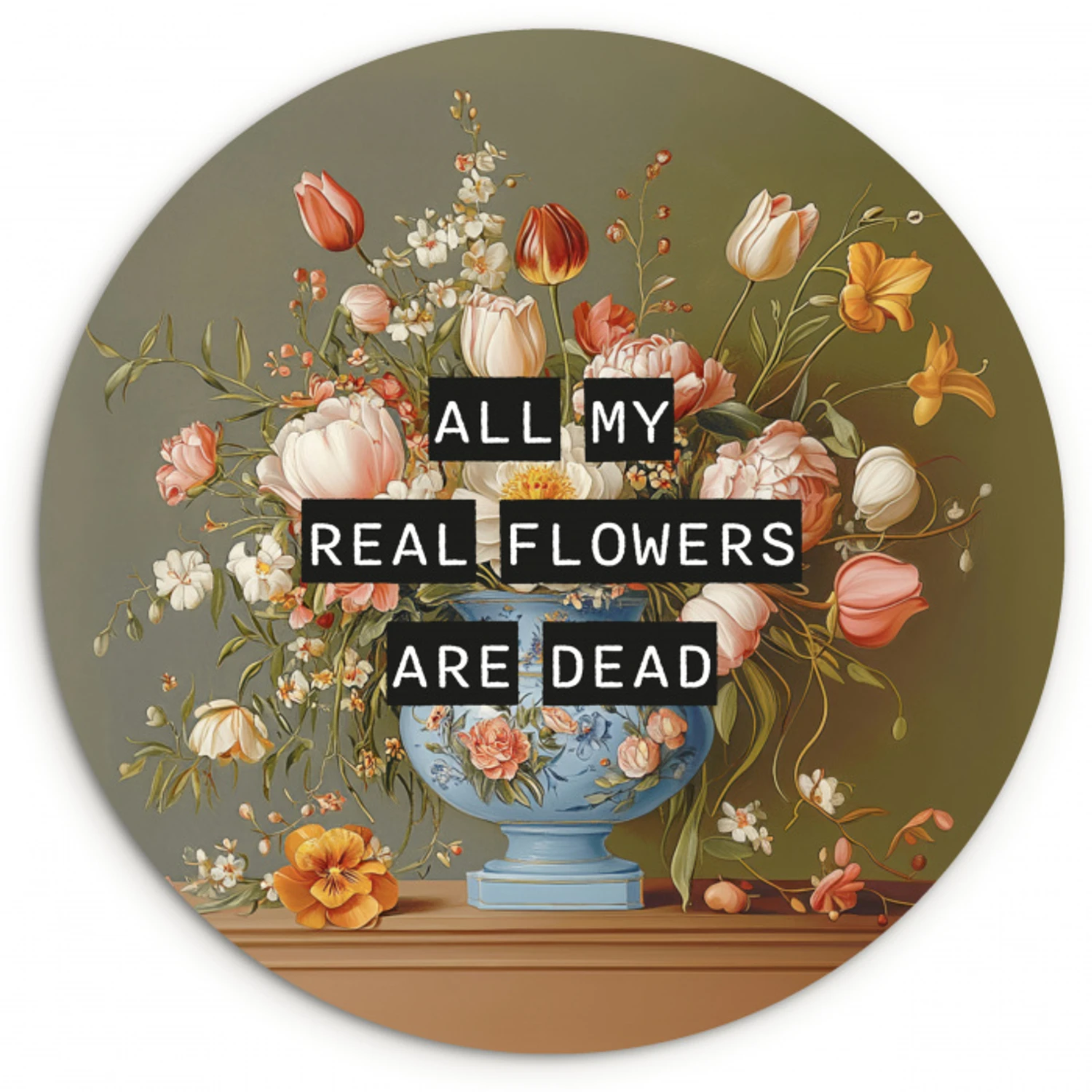 Bloem - Quote - Vintage - Art Wandcirkel plexiglas klein -3d