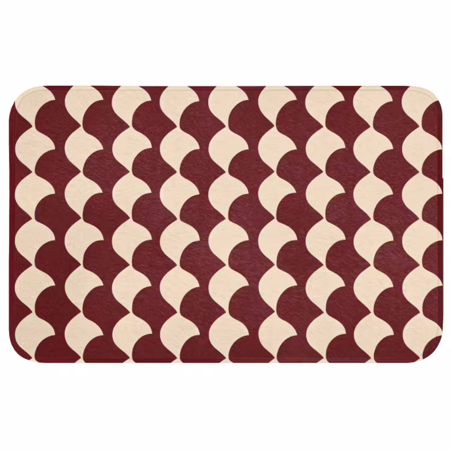 Wc Mat - Rood - Tegelpatroon - CrÃ¨me