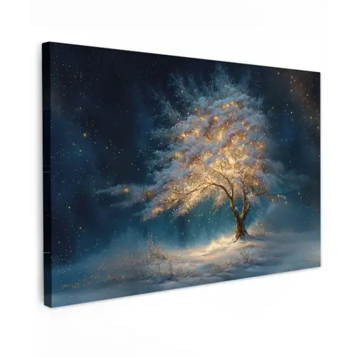 Levensboom - Nacht - Donker - Blauw canvas 2cm klein -z3d