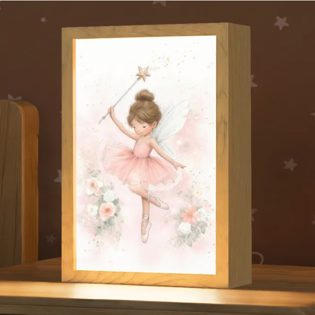 Kids’ Night Light - Ballerina - Fairy - Flowers - Pink