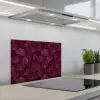 Bloemen - Patroon - Bordeauxrood keuken achterwand spatscherm klein 900 -3d_schuin
