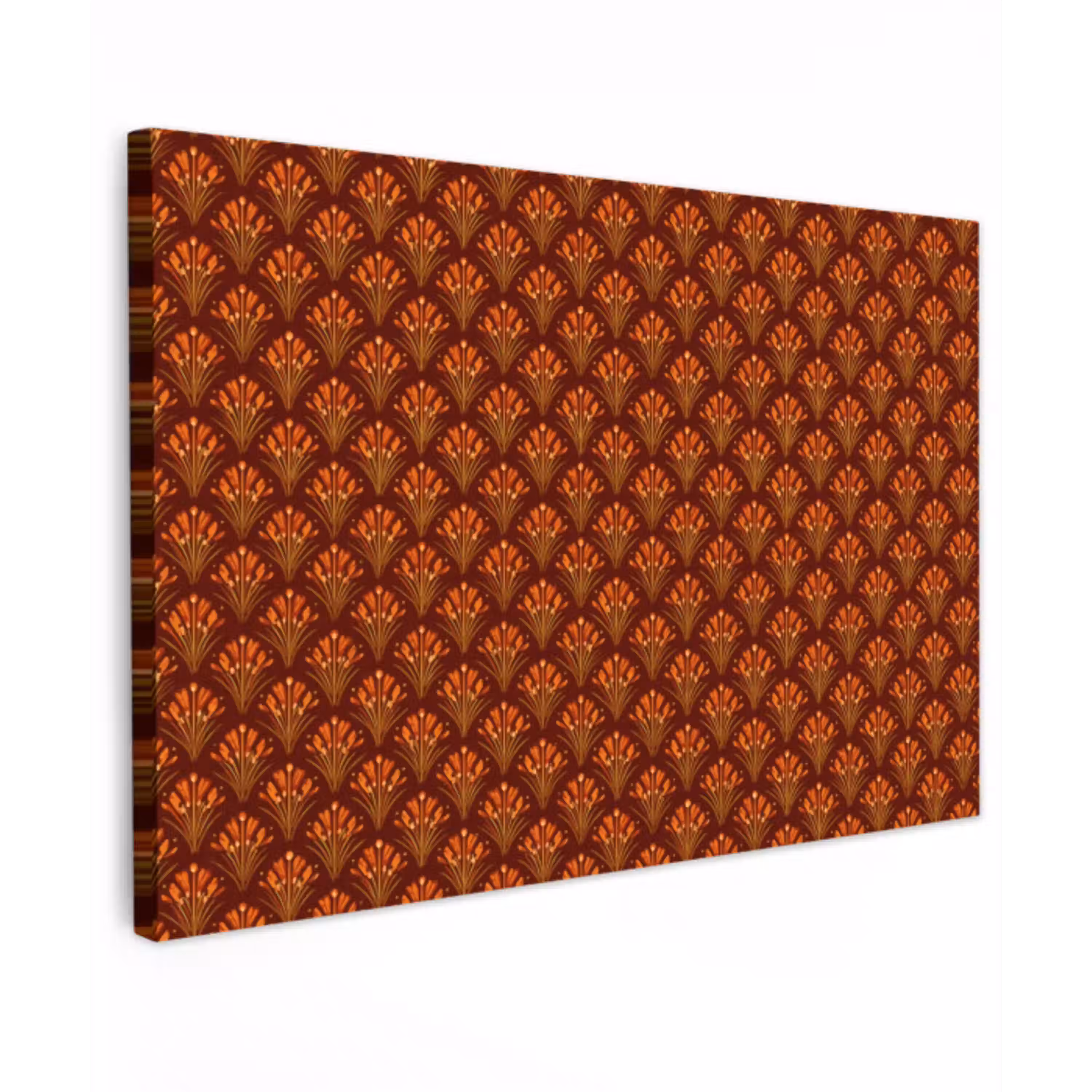 Waaiers - Art Deco - Botanisch - Roestbruin - Oranje canvas 2cm klein 34 -z3d
