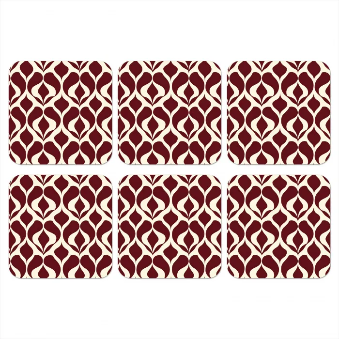 Rood - Druppelpatroon - Grafisch onderzetter kurk middel 366 -3d