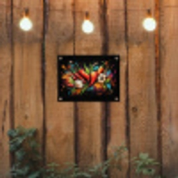 Groente - Peper - Knoflook - Graffiti - Verf - Kleurrijk tuinposter los doek klein -sfeer1