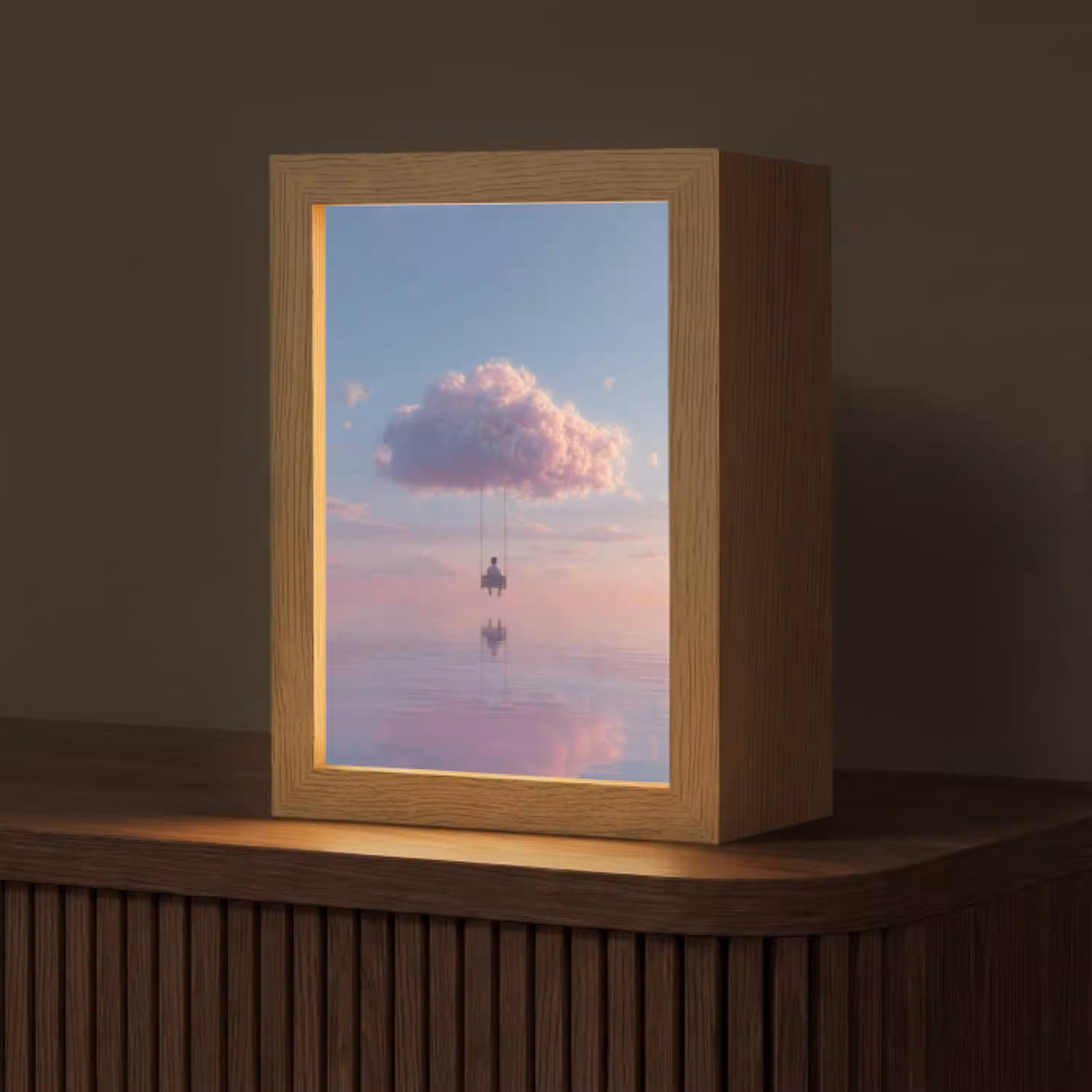 Wolk - Schommel - Kleurrijke lucht Light Box met kabel (Tafellamp) klein -z3d_website