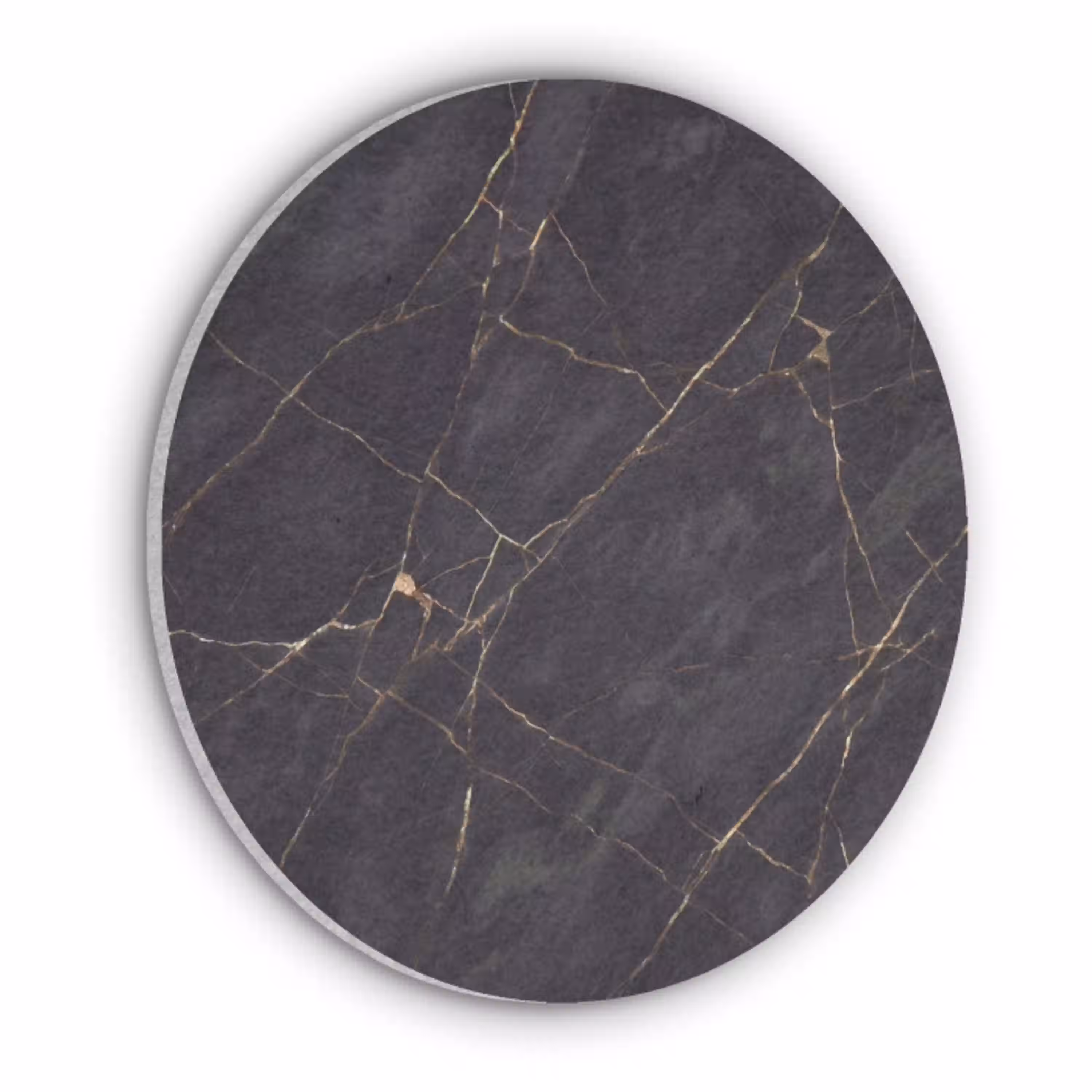 Textuur - Gouden lijnen - Abstract - Modern - Zwart Akoestische PET Vilt - Rond klein -3d