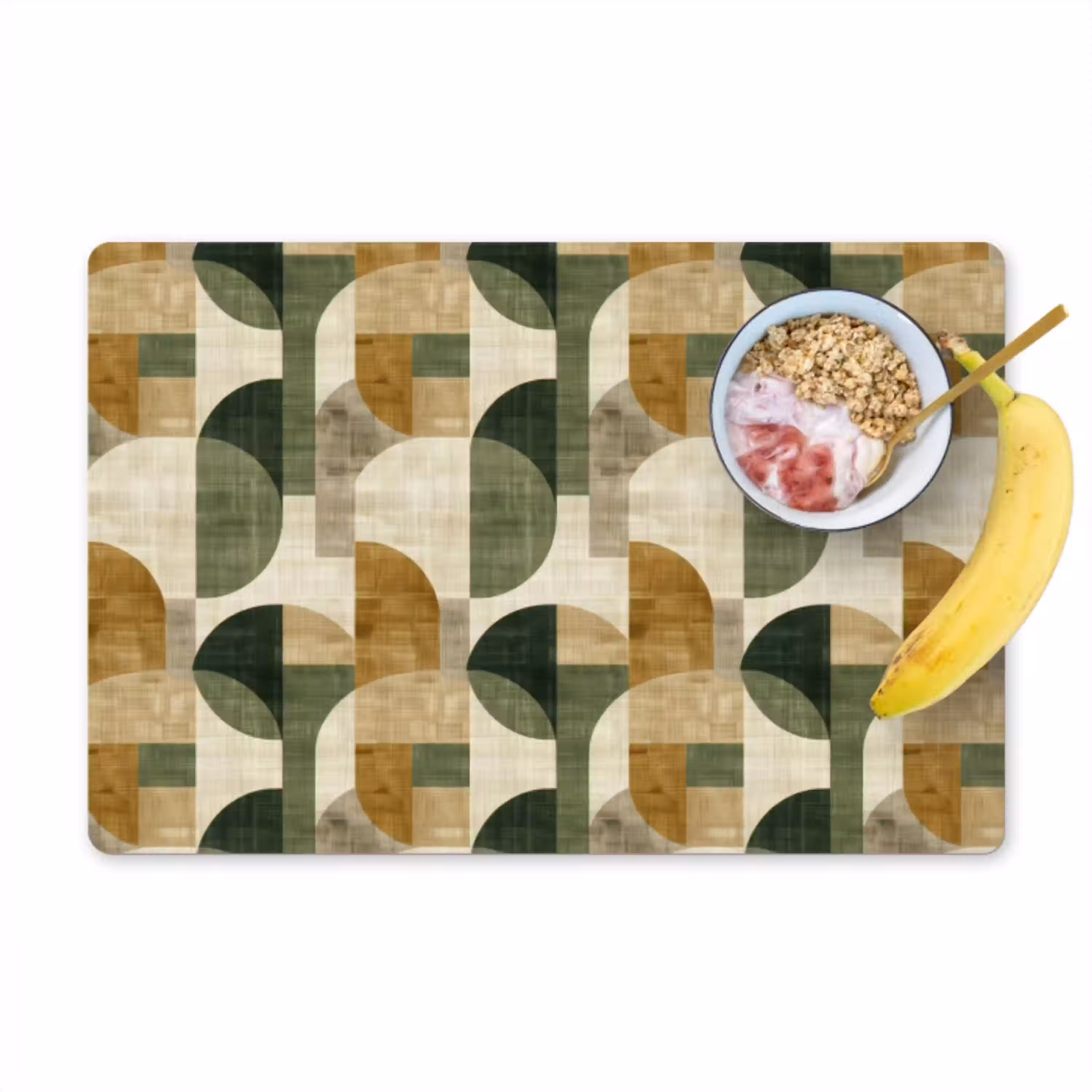 Olijfgroen - Geometrisch - Abstract - Mid-Century - Linnen - Patroon Placemat vinyl groot 368 -zzzproduct_Kitchenyeah-website